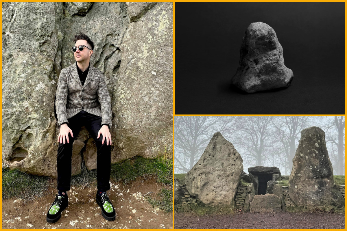 Artist Ben Edge alongside natural rock formations